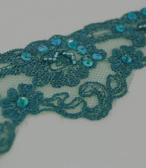 Scalloped Embroidered Lace Teal 13 Mtr Card